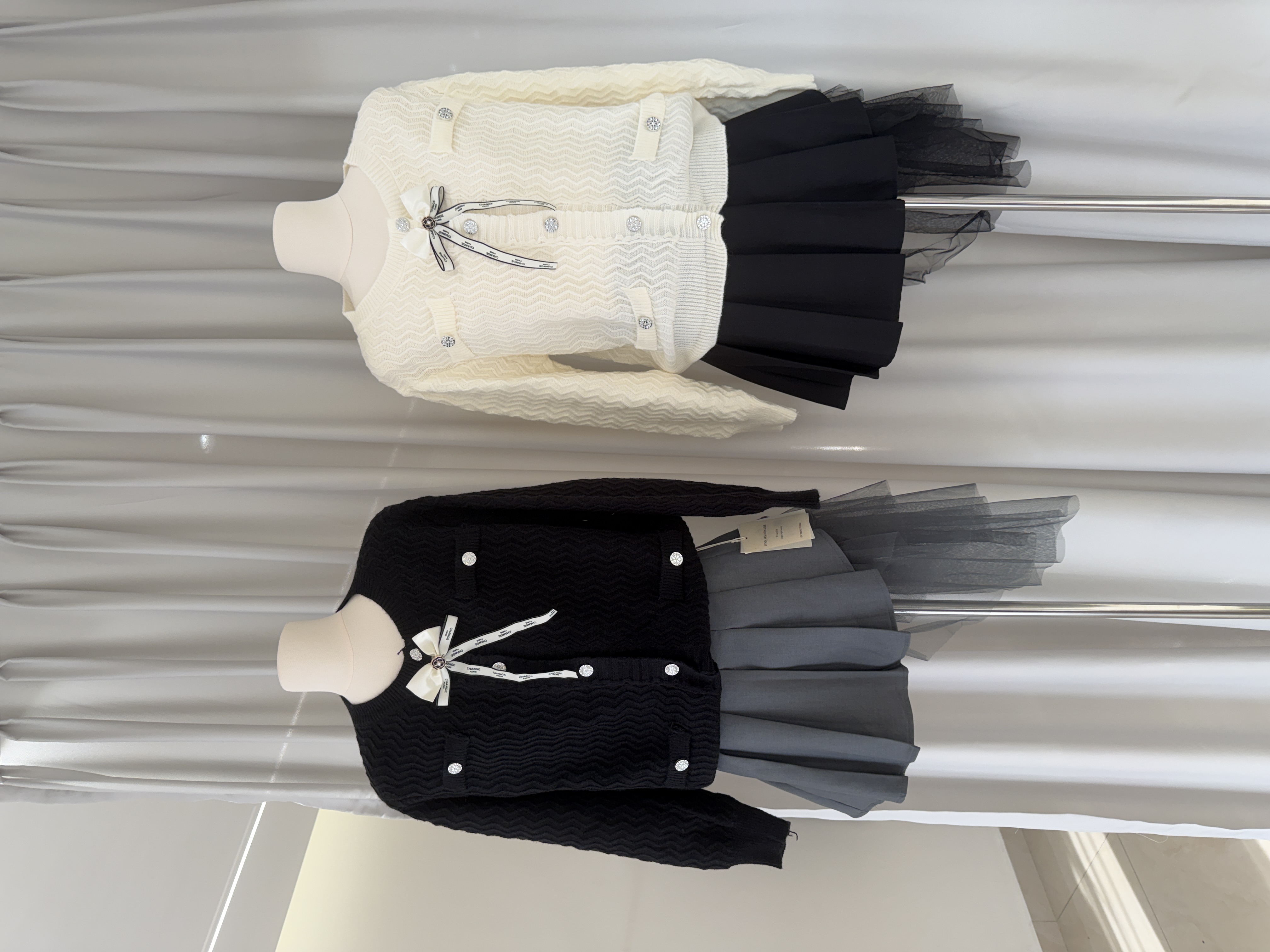 6610 韩系名媛小香风蝴蝶结扣外套