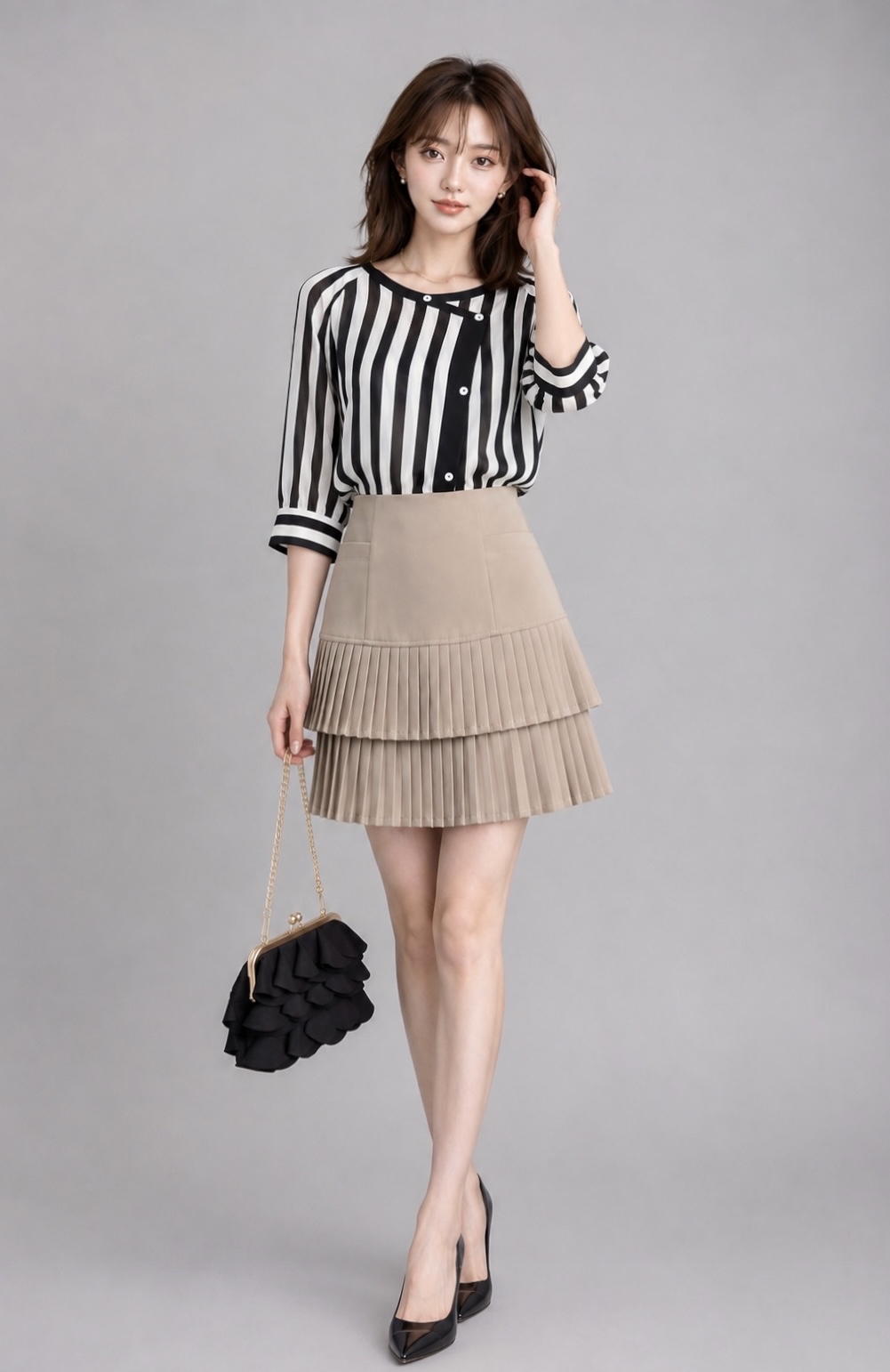 311503 Elara Striped Button Blouse