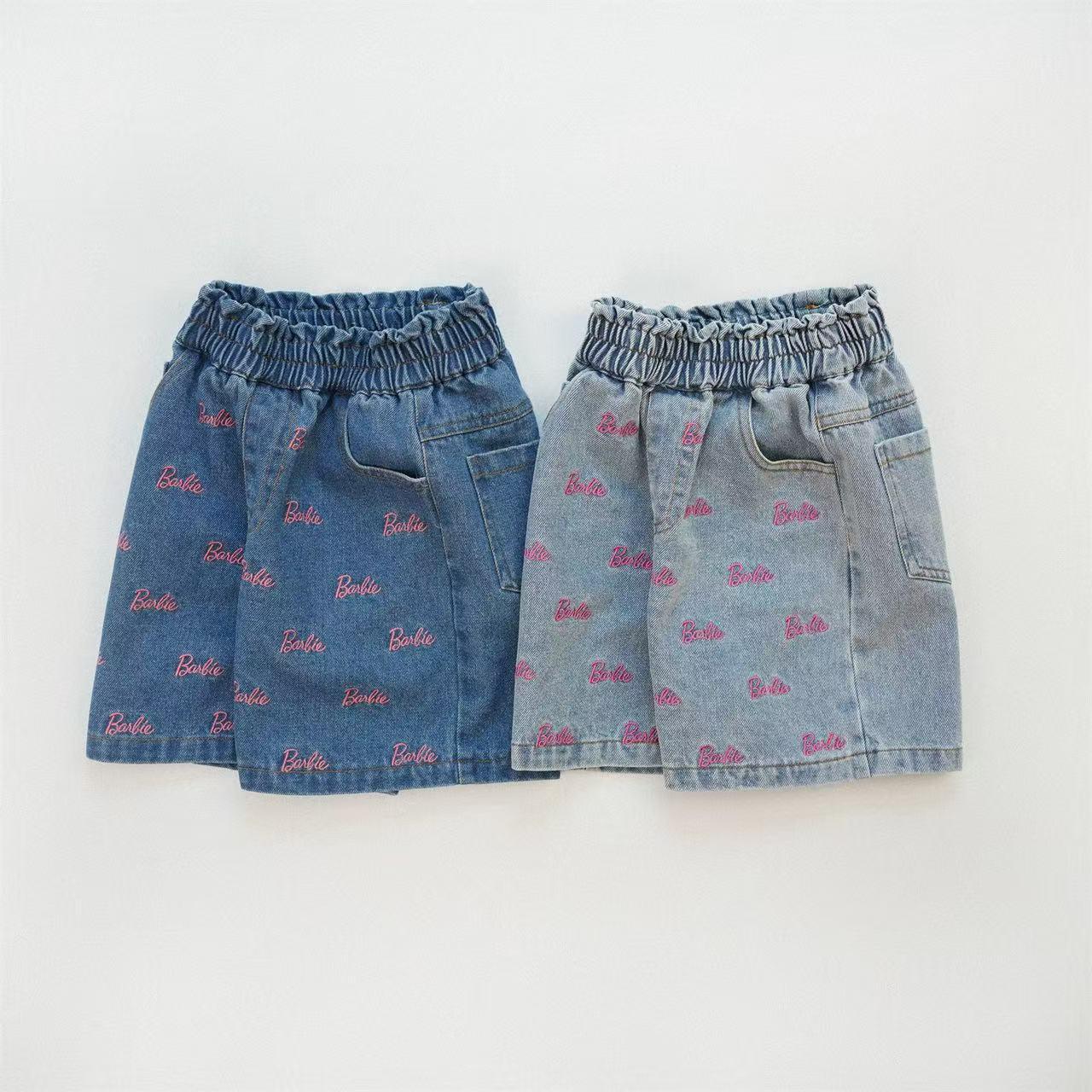 Barbie 字母滿繡花牛仔短褲