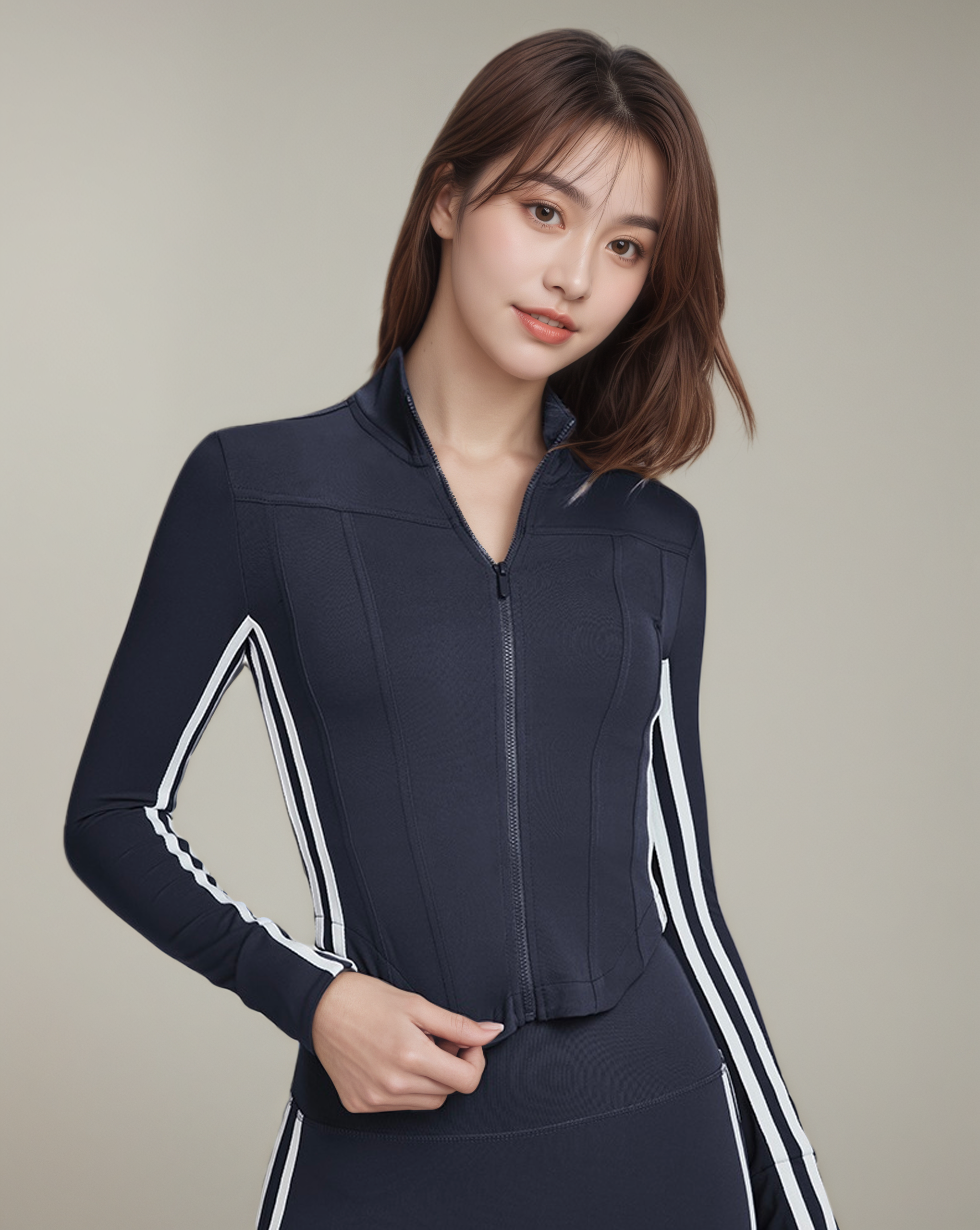 高級感修身立領拉鍊瑜珈外套