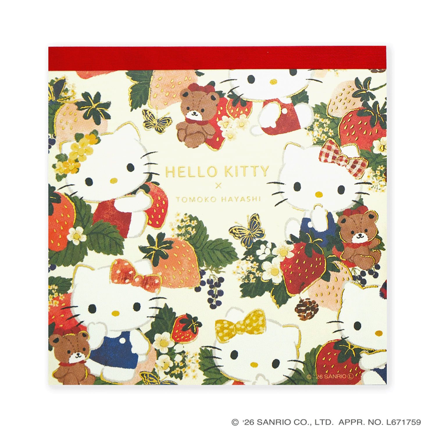 Sanrio - 方形記事本 (紅色Hello Kitty草莓款)