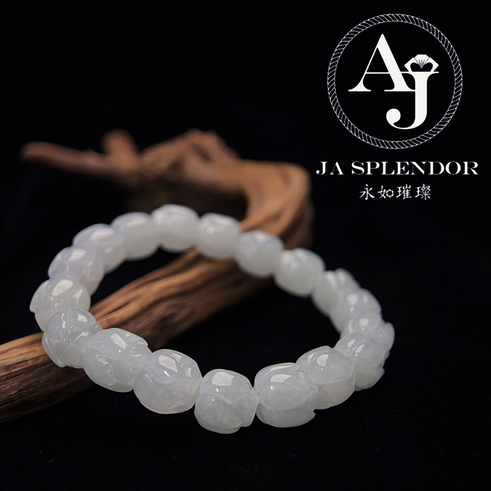 JB-255- 冰白清心定神/年年有餘蓮花手串