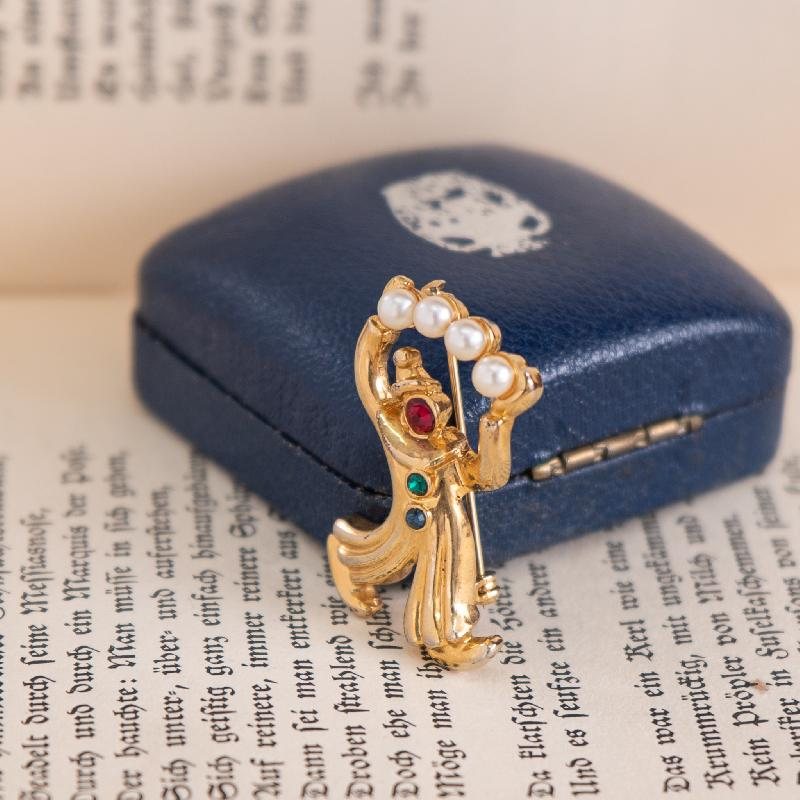 Vintage Bejeweled Circus Crown Figural Brooch (MW197)