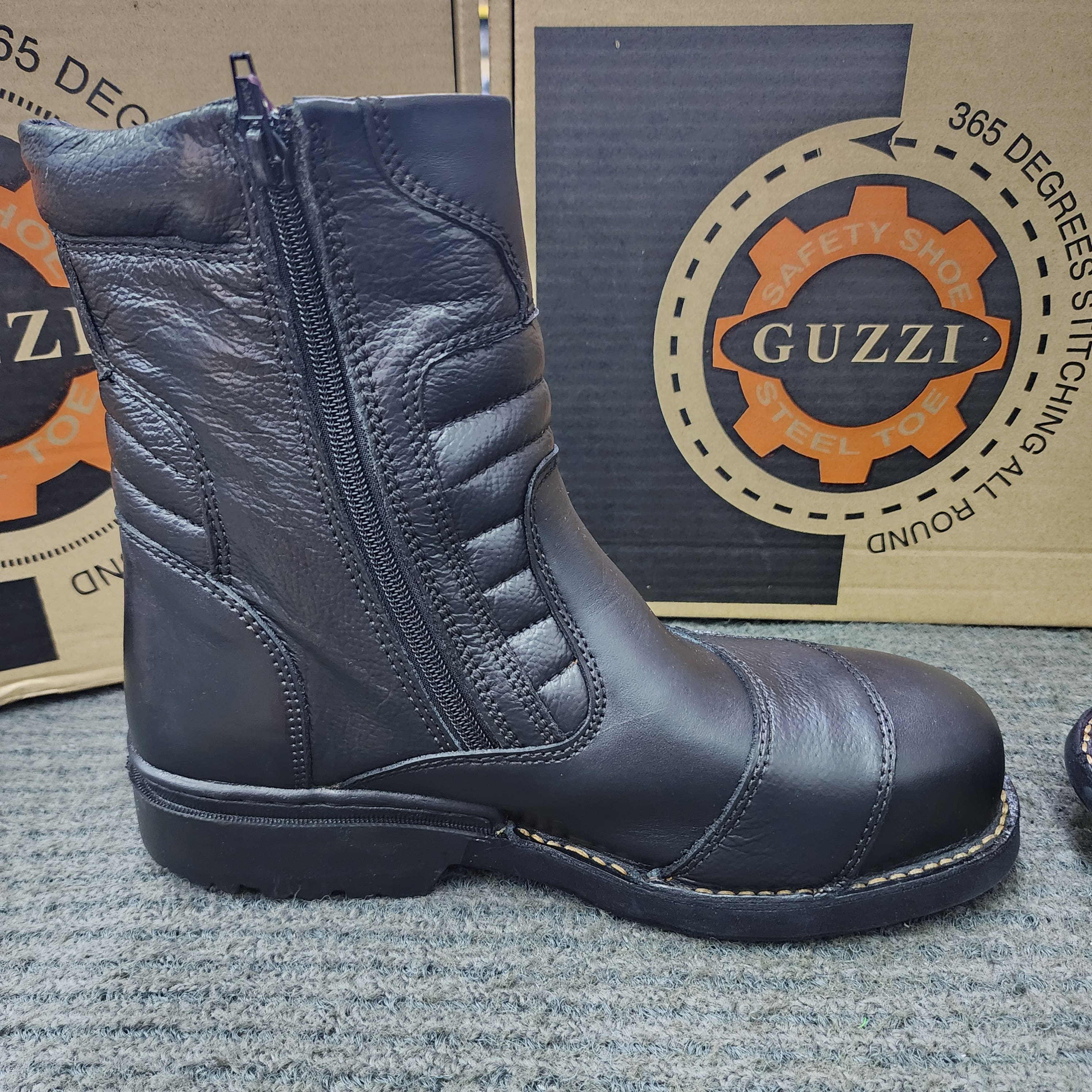 GUZZI PRO Safety 929 Burgundy Black Full Black Brown Khaki MIDCUT SINGLE ZIP SAFETY SHOES BLACK BROWN KASUT KERJA SIRIM Kasut Keselamatan