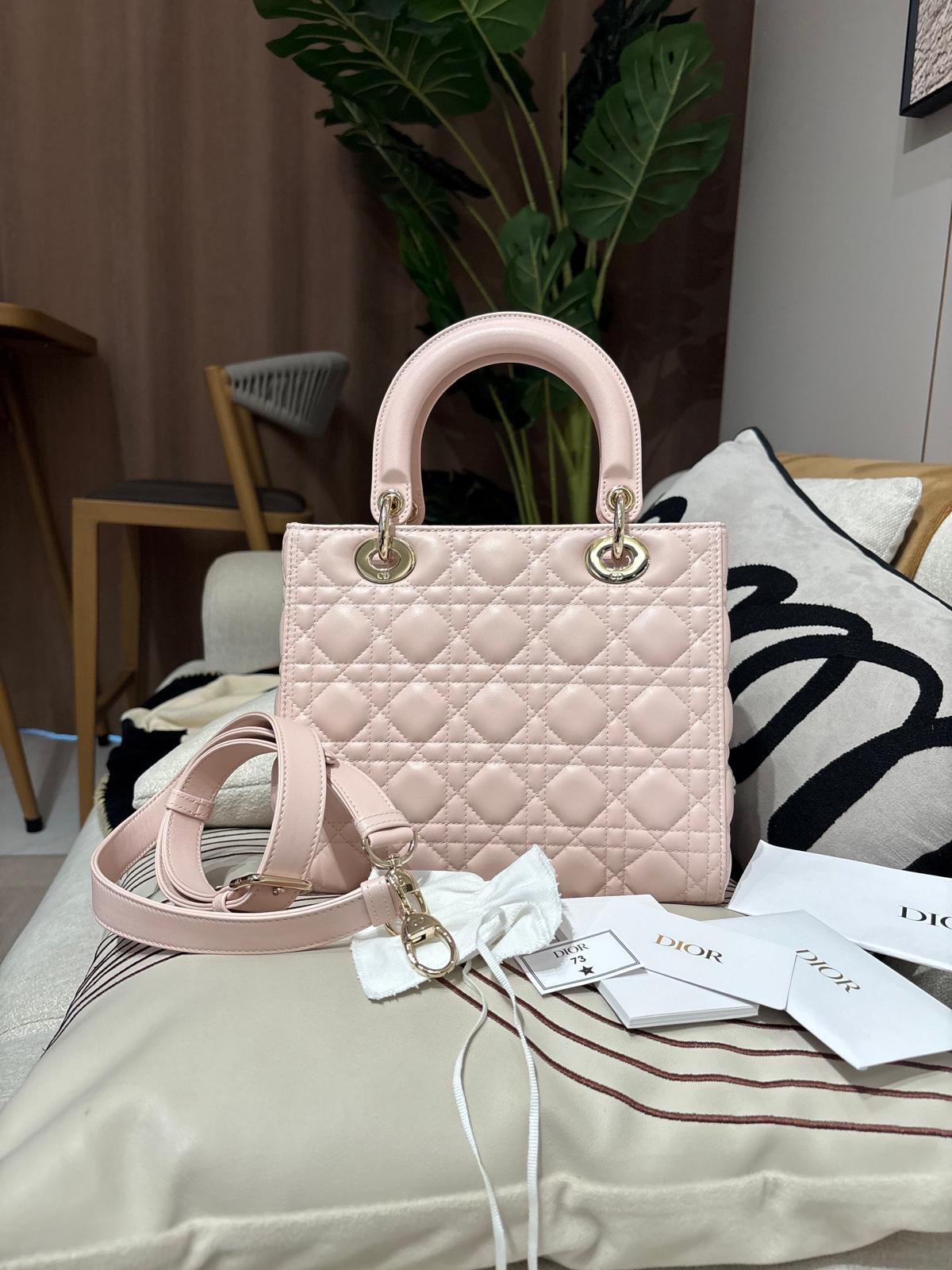 全新Dior Lady Dior Pink Medium 100%Authentic, 全新✅收據✅證書 ✅dust bag✅Box