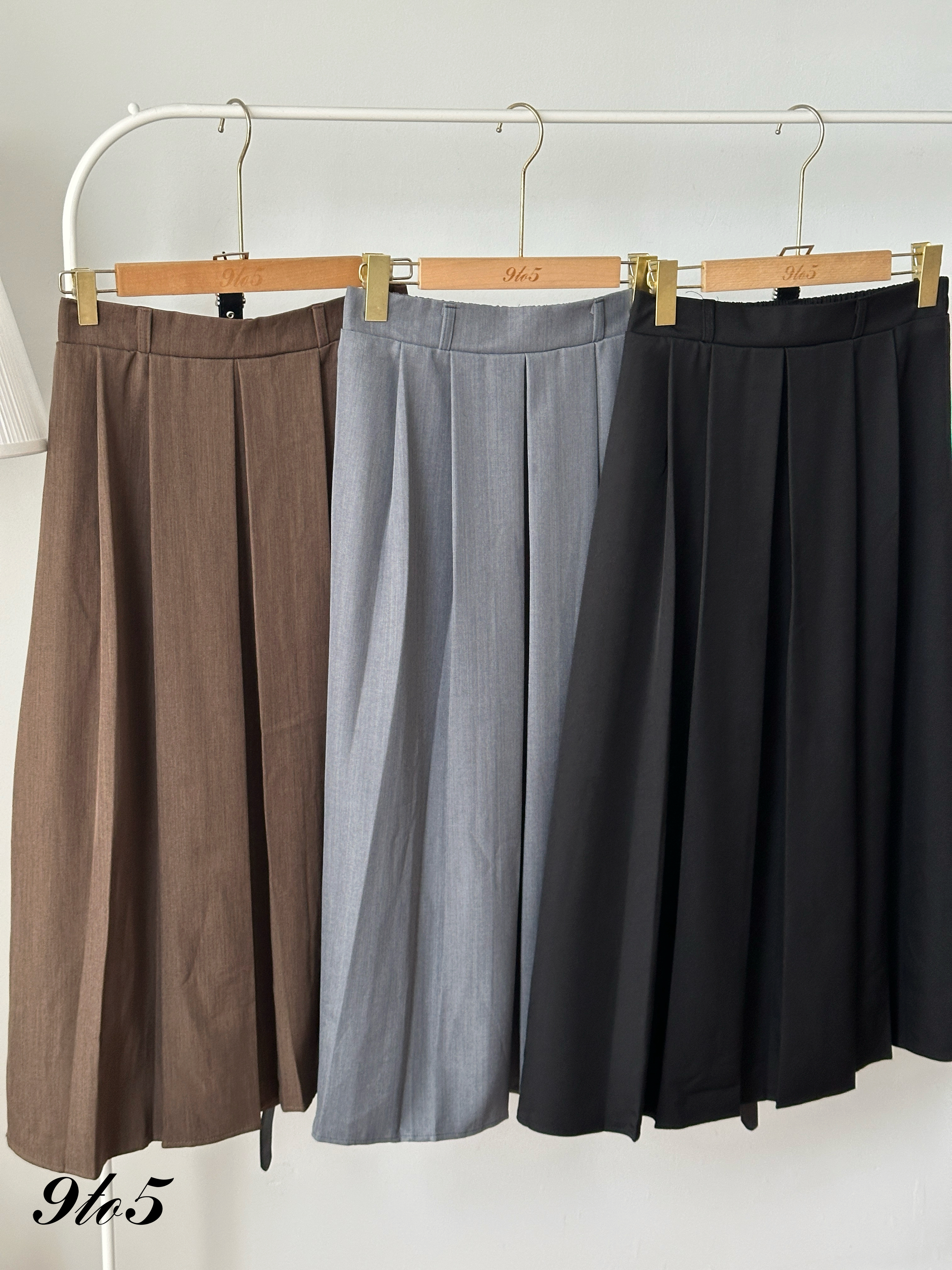 S1998 A Line Pleated Long Skirt - 3 Colors 