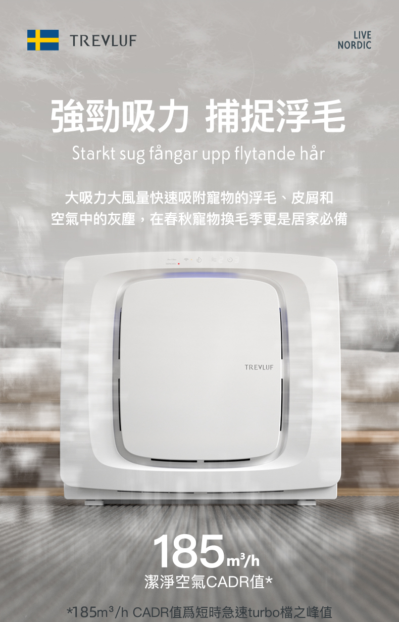 TREVLUF PäK 強力吸毛智能空氣淨化機 香港三腳插頭 (預購產品)