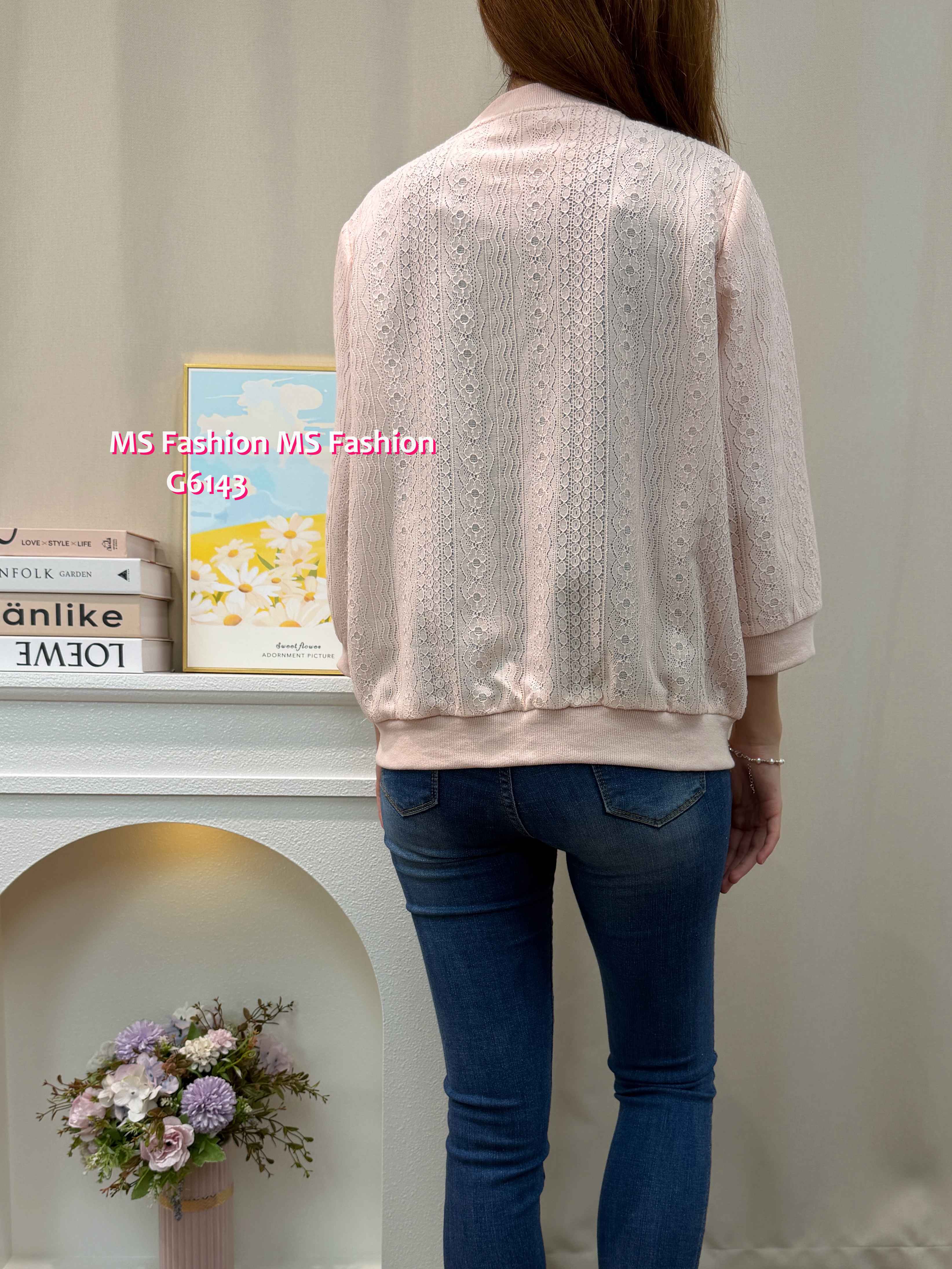 G6142 韓國🇰🇷lace中袖拉鏈外套