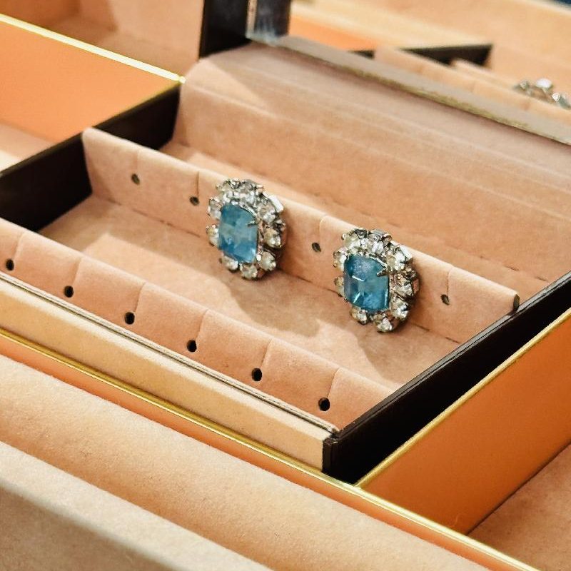 Blue Rhinestone Earrings (NZ015-12)