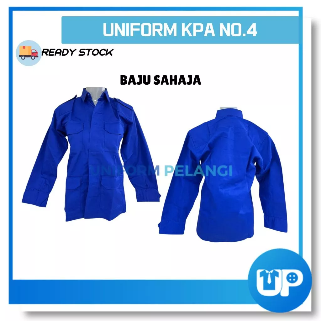 Uniform KPA No 4 Kaspa Biru Kemeja Lengan Panjang Long Sleeve Sekolah Kokurikulum K.P.A NO.4 民防