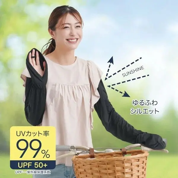 現貨🌸日本直送 |日本抗UV |接觸冷感 |防曬袖/蓬鬆臂套（黑色）