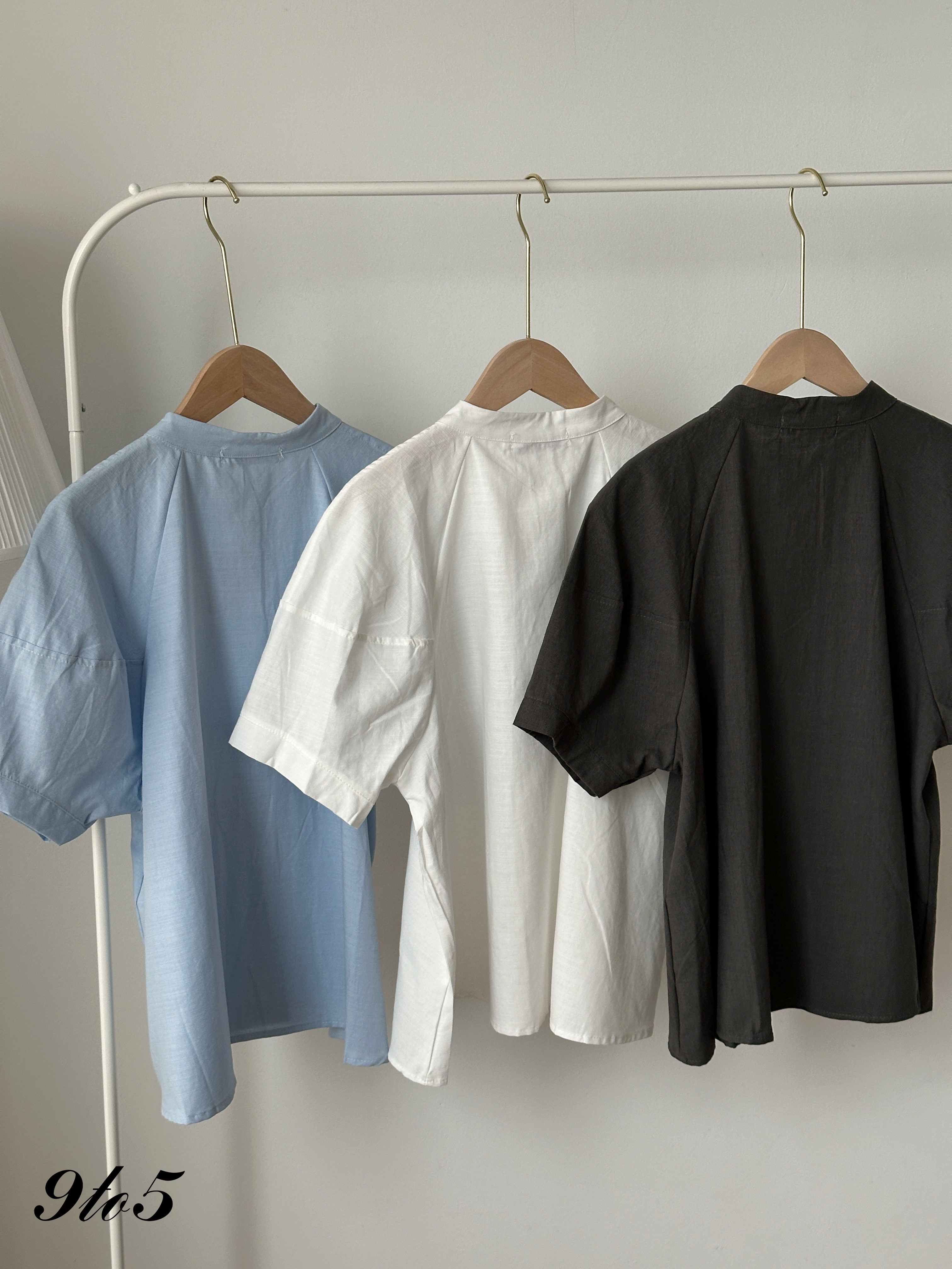 T4451 Muji Style Mock Neck Shirt - 3 Colors 