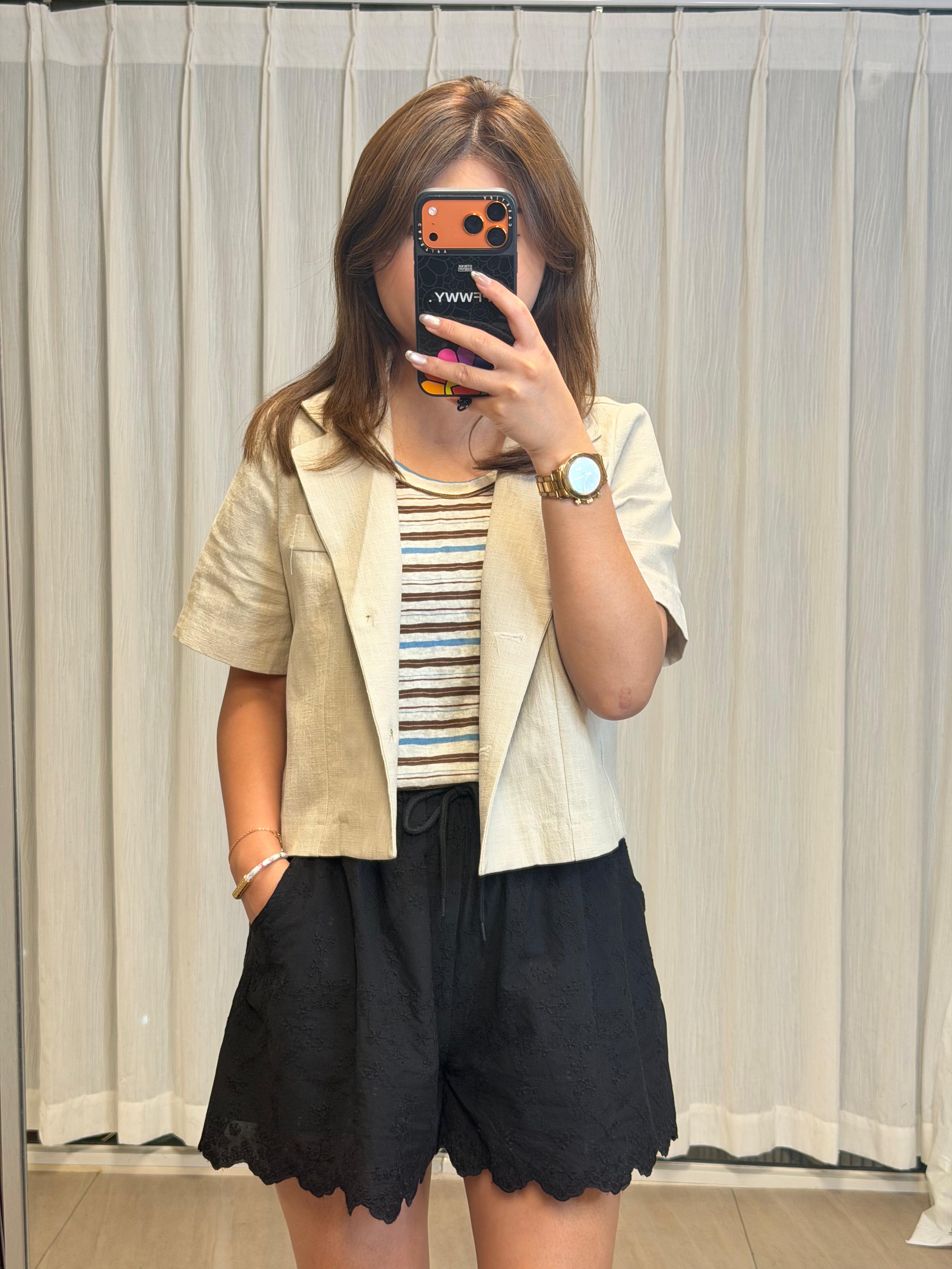 #221119 麻質短外套