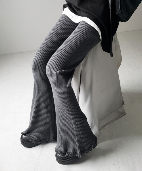 羅紋針織喇叭長褲【JP009】