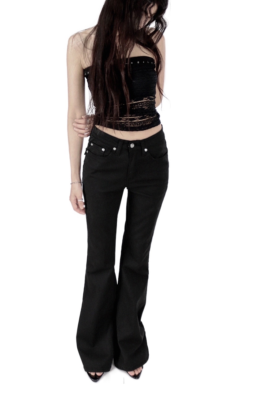 Studded Flap Pocket Bootcut Pants