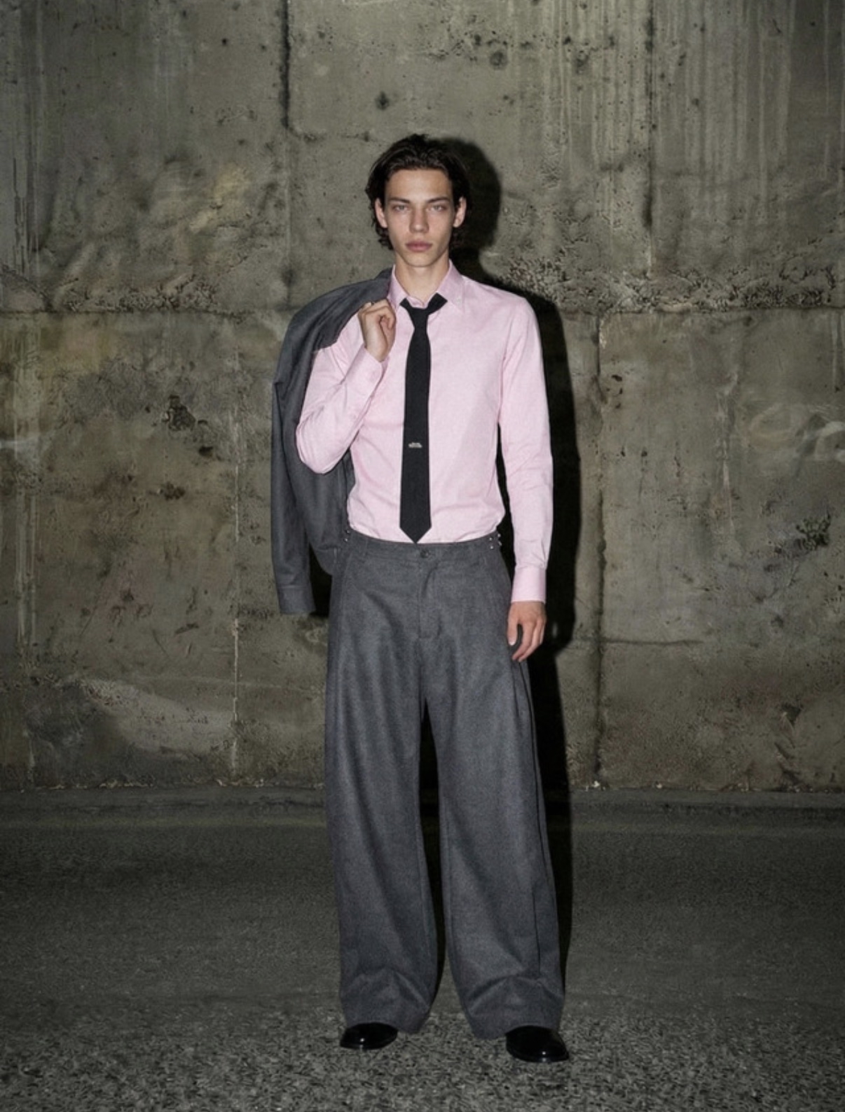 BADBLOOD[w-pts26-082] 712 Spina Rivet Wide Slacks - Gray