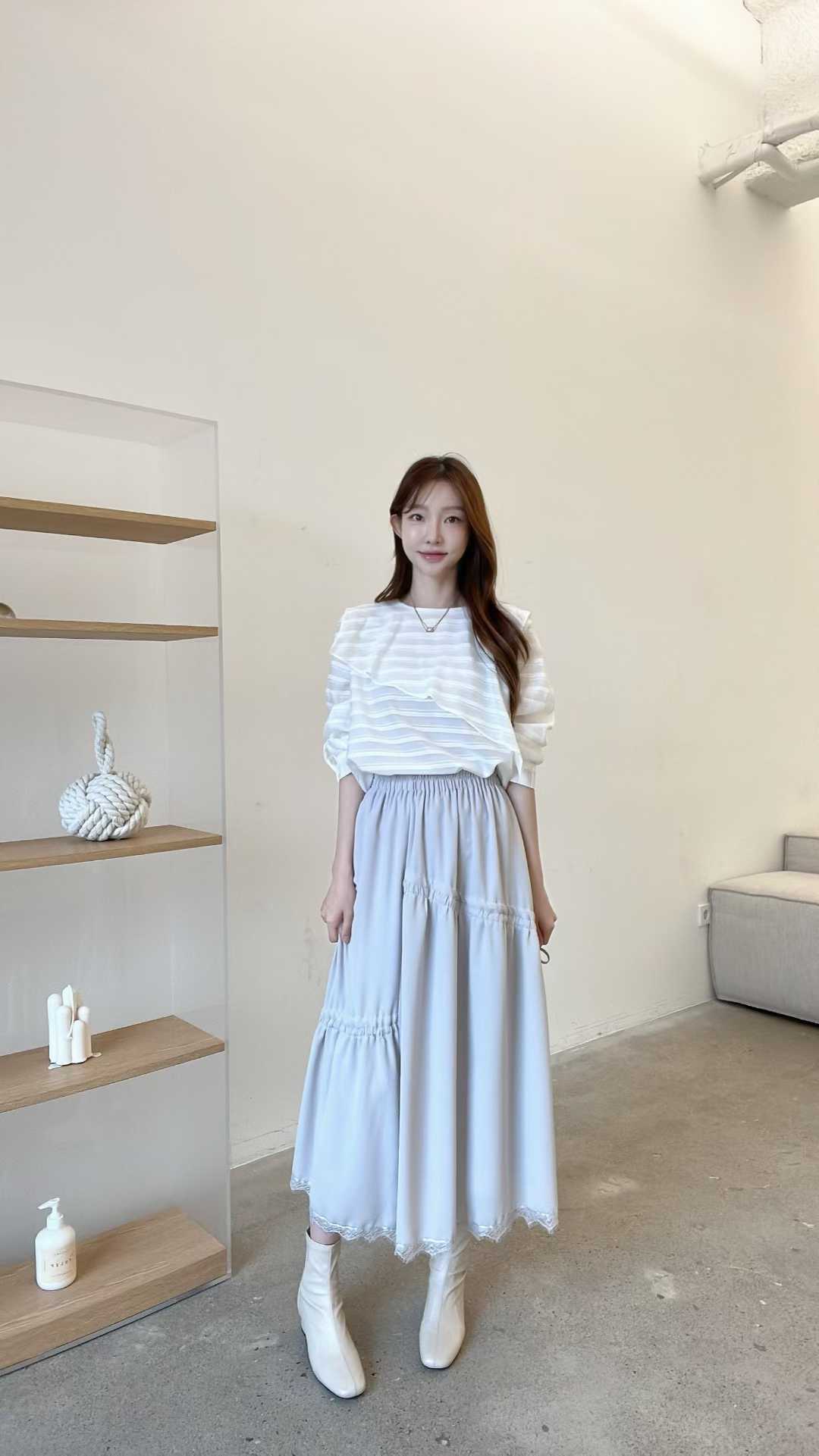 FV07_04 不規則打摺長裙 (3色)