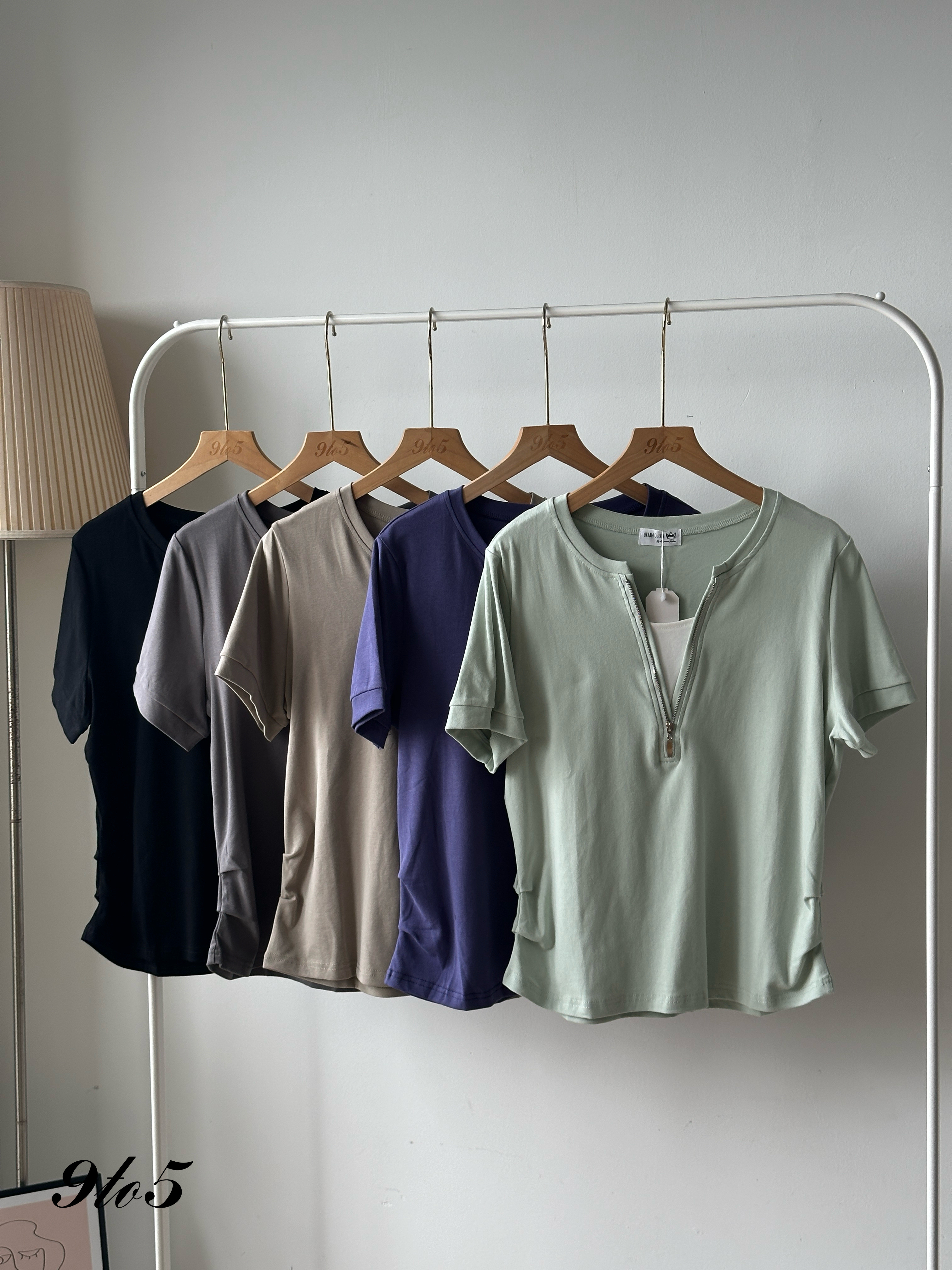 T4063 Fake Two-Piece Zip Top - 5 Colors 