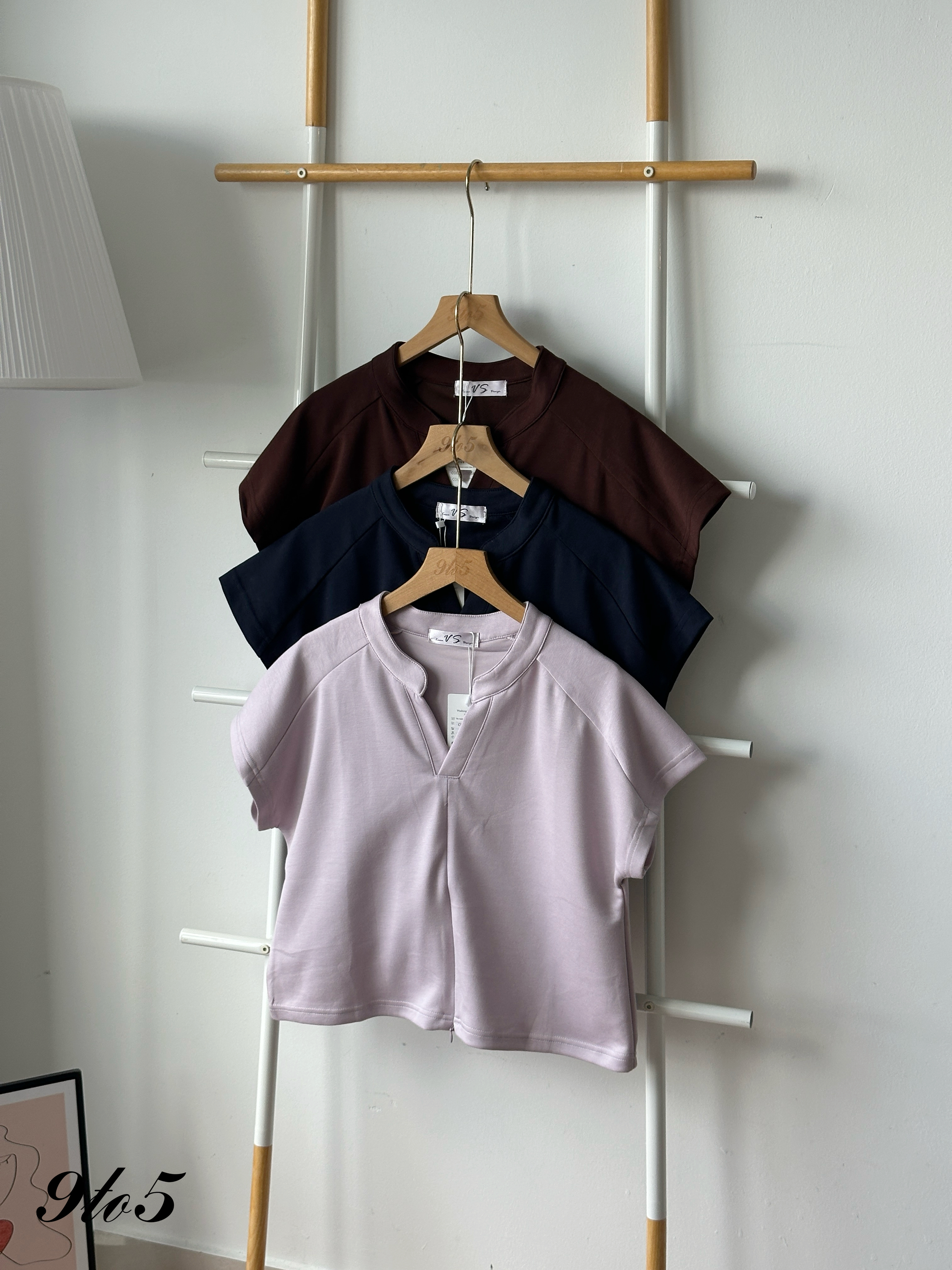 T4275 Key Collar Zipped Top - 3 Colors 
