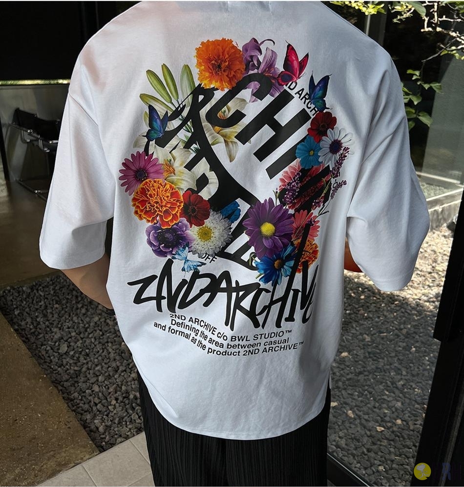 【100%保證韓國直送】韓系 2ND ARCHIVE 繁花轉印藝術寬鬆短袖 Tee 👕 [4 color] RG114958