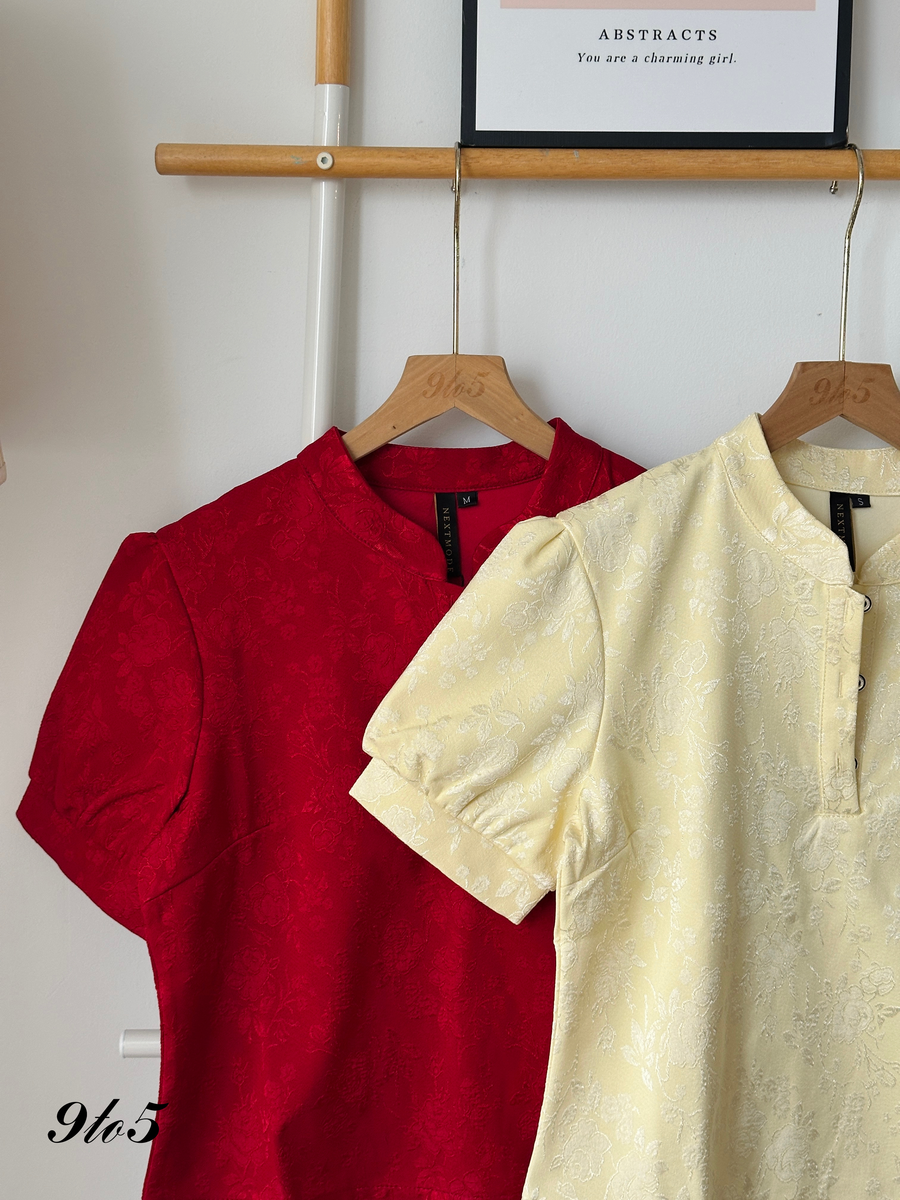 D2307 Puff Sleeve Cheongsam Matching Set - 3 Colors