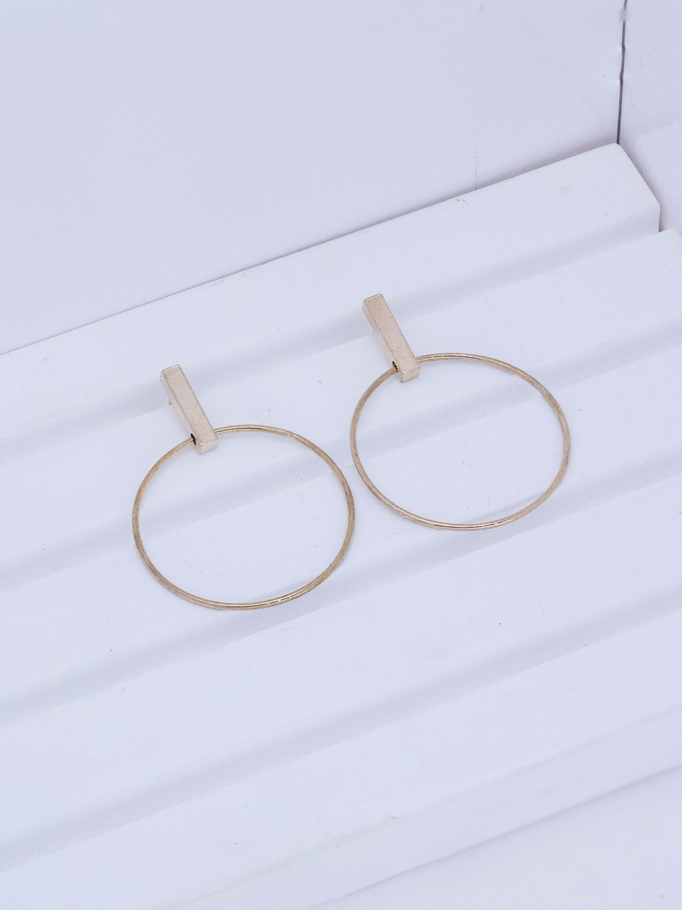 Bar & Circle Drop Stud Earrings