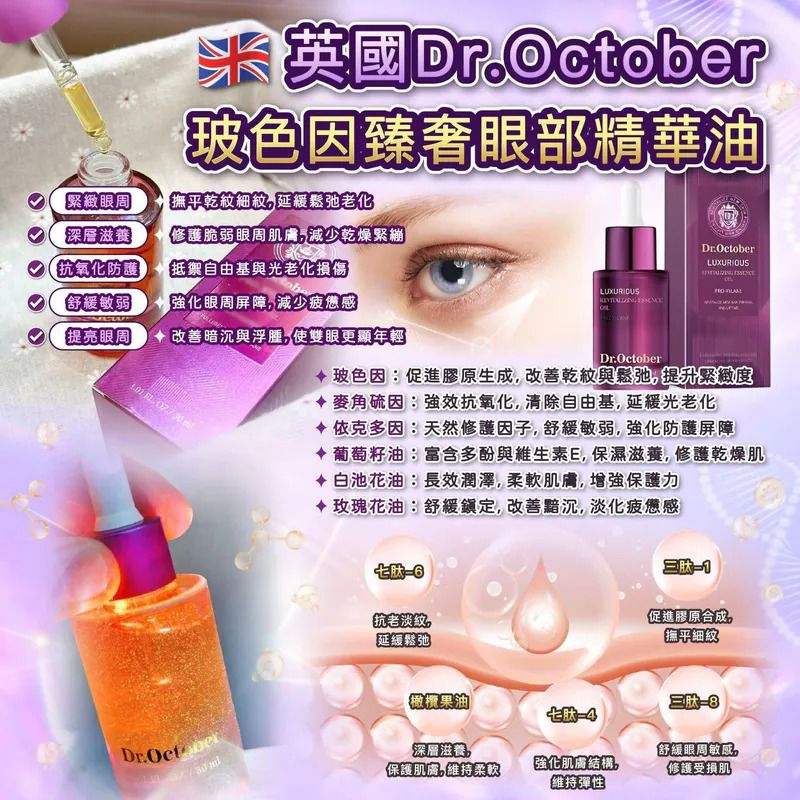 ＜限時預購＞英國Dr.October玻色因臻奢眼部精華油30ml TW260605L01 《11/6截單，預計7月下旬到港》