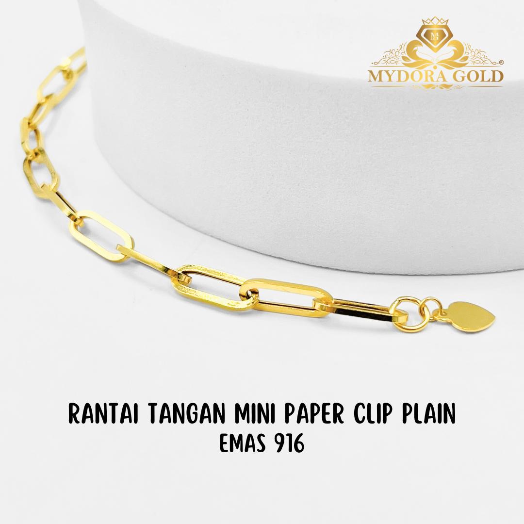 MYDORA Rantai Tangan Mini Paper Clip Plain | Emas 916/22K