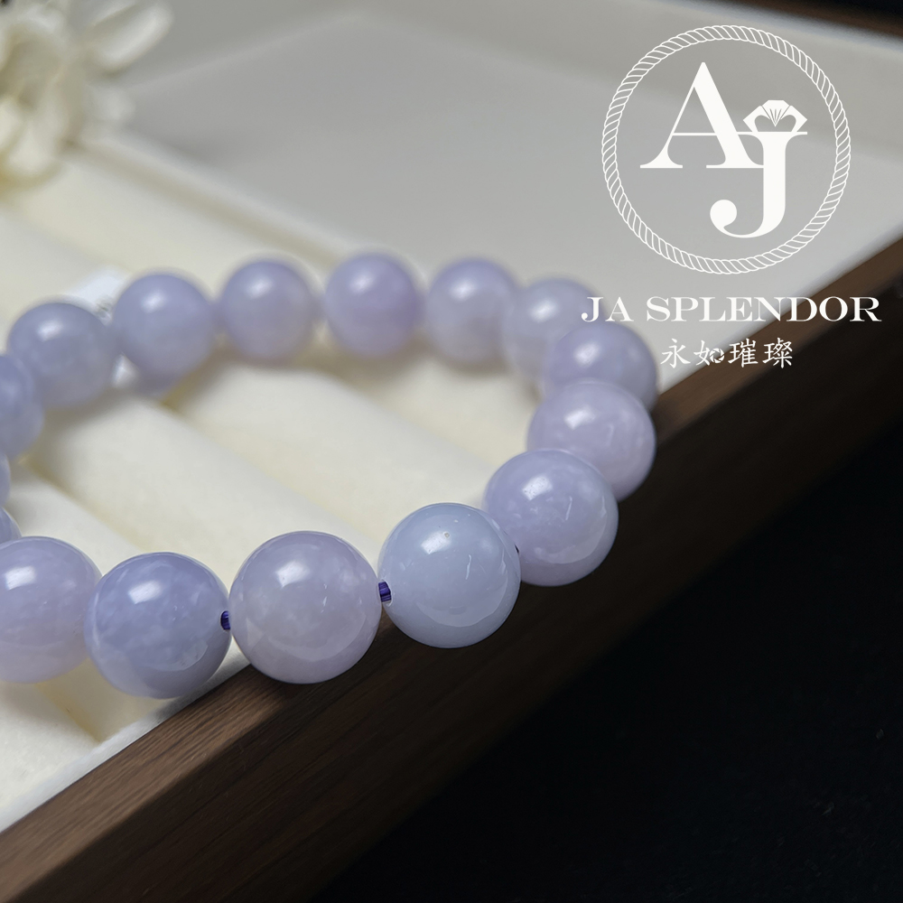 JB-266 天然翡翠A玉-紫圓珠手串(12mm)（旺人緣）