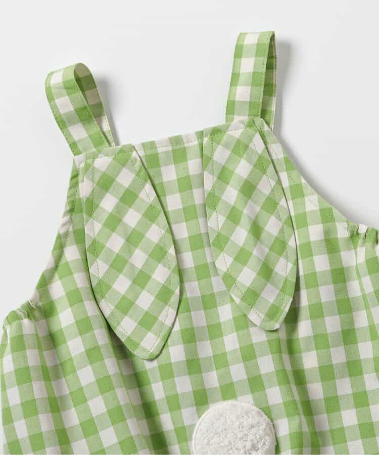 🇯🇵預訂 日本直送🇯🇵 Apres les cours 兩色立體兔耳格紋短袖上衣吊帶包屁褲套裝