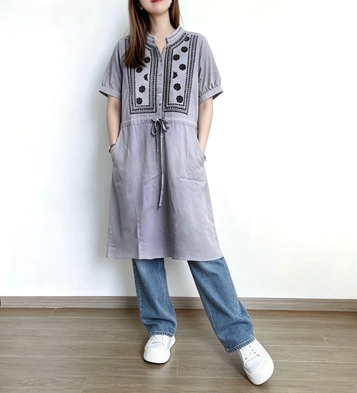 日系民族刺繡花束腰Ops