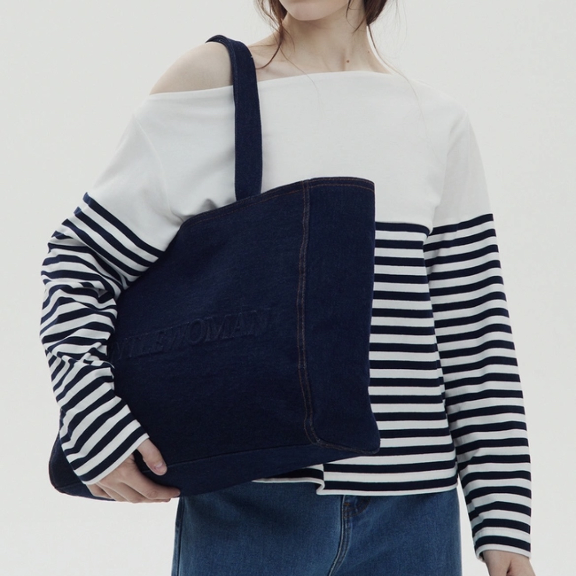 預購 | 🇹🇭GENTLEWOMAN DENIM EMBOSSED TOTE(NAVY) BG1123-2