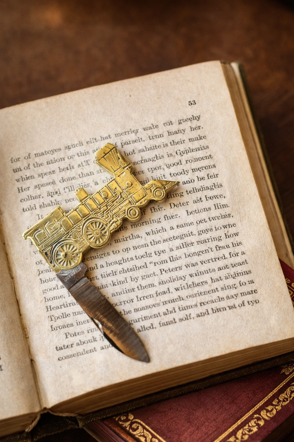 Vintage C.a. 1970s Brass Steam Locomotive Pocket Knife /Stainless Steel Blade (MT2183)