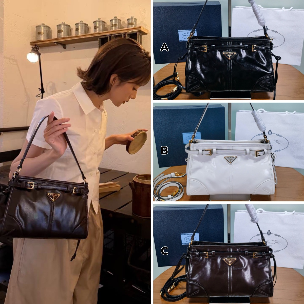 【頂級原單】Prada Bonnie small leather handbag 全皮手袋