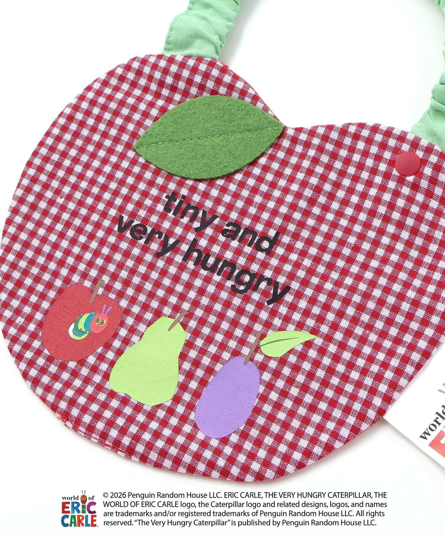 🇯🇵預訂 日本直送🇯🇵好餓的毛毛蟲兩色純色格紋蘋果造型圍兜