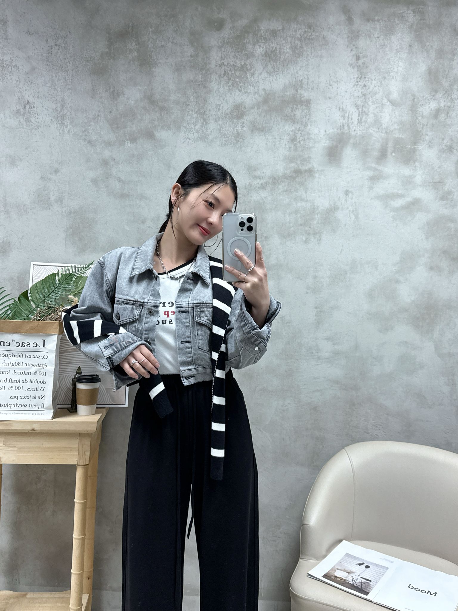 B01 後扣漸變色洗水牛仔外套