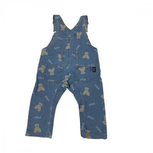 🇯🇵預訂 日本直送🇯🇵Polo Baby標誌小熊滿印斜紋牛仔吊帶工人褲