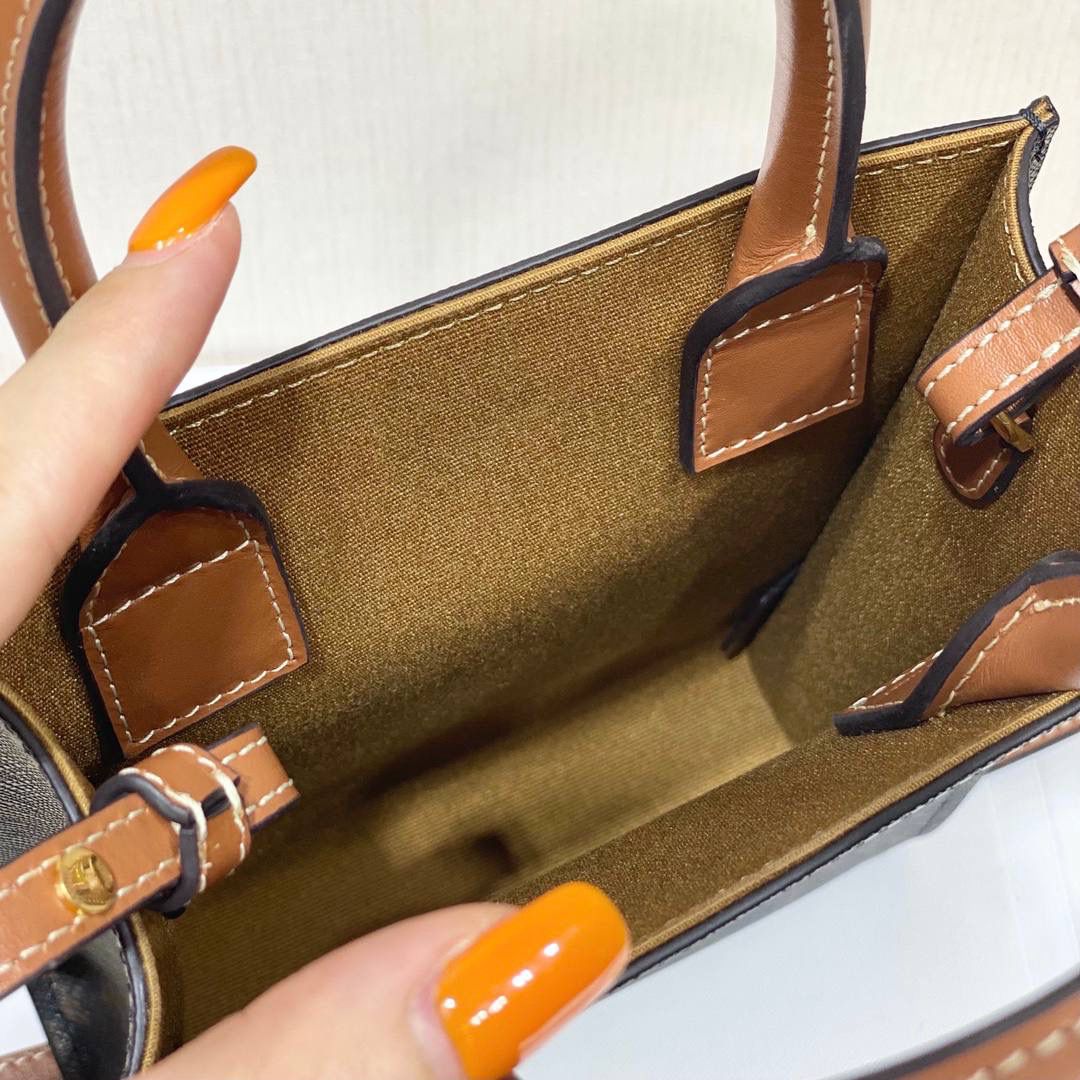 🔥大货实拍图 𝗖𝗘𝗟𝗜𝗡𝗘 ♥ 𝗧𝗥𝗜𝗢𝗠𝗣𝗛𝗘 𝗖𝗔𝗕𝗔𝗦 𝗧𝗢𝗧𝗘 今年新出的白老花真的击中我💘这是什么温柔美貌的配色啊啊啊！老花也可以满满的清新春夏感🏝 型号：194372 尺寸：17*21*4cm