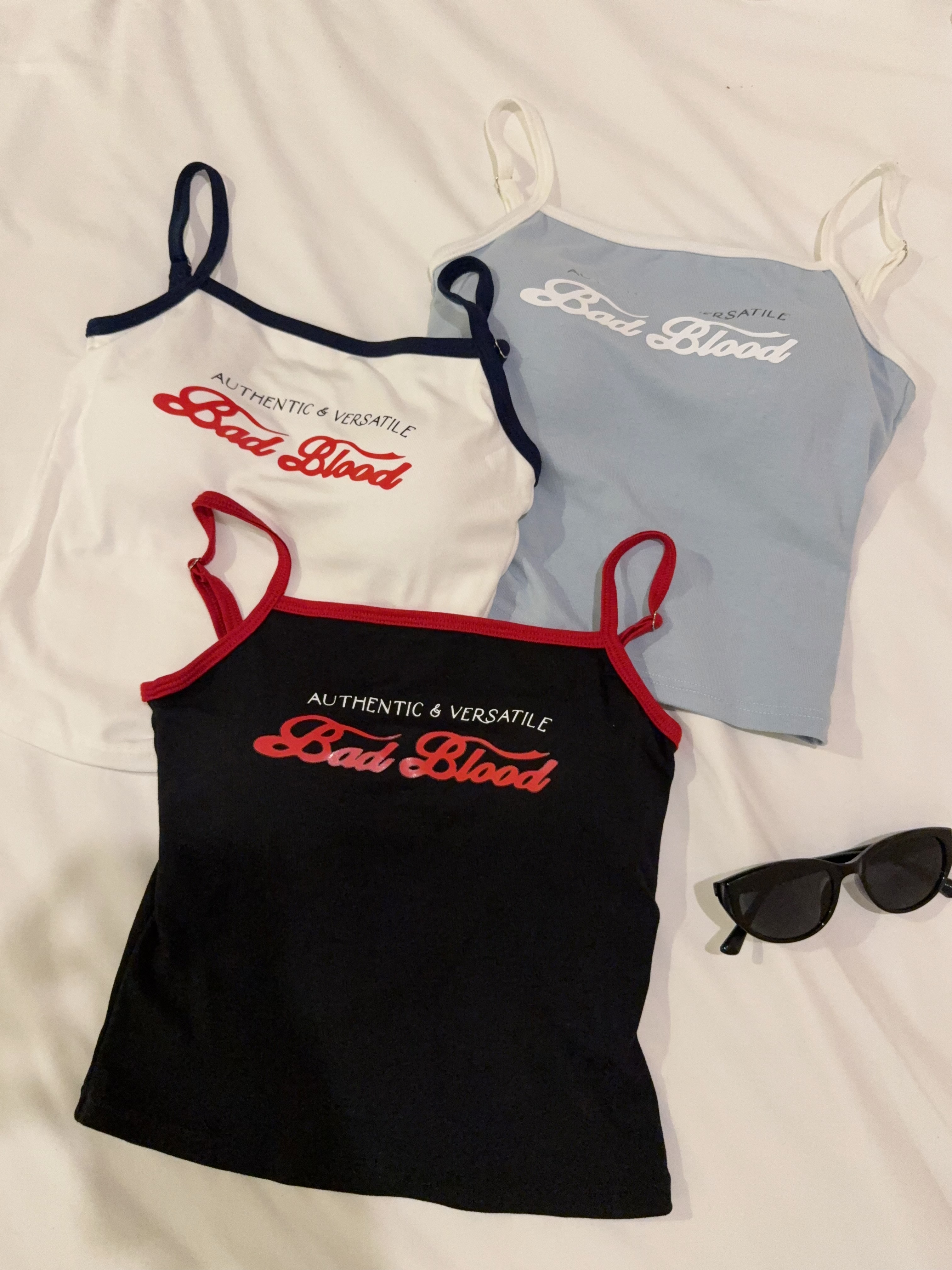 美式风撞色字母吊带背心R2978