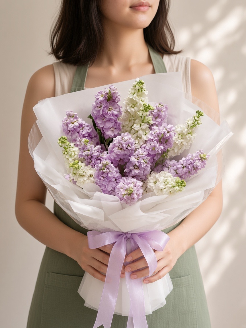 紫羅清香｜紫白紫羅蘭高雅花束