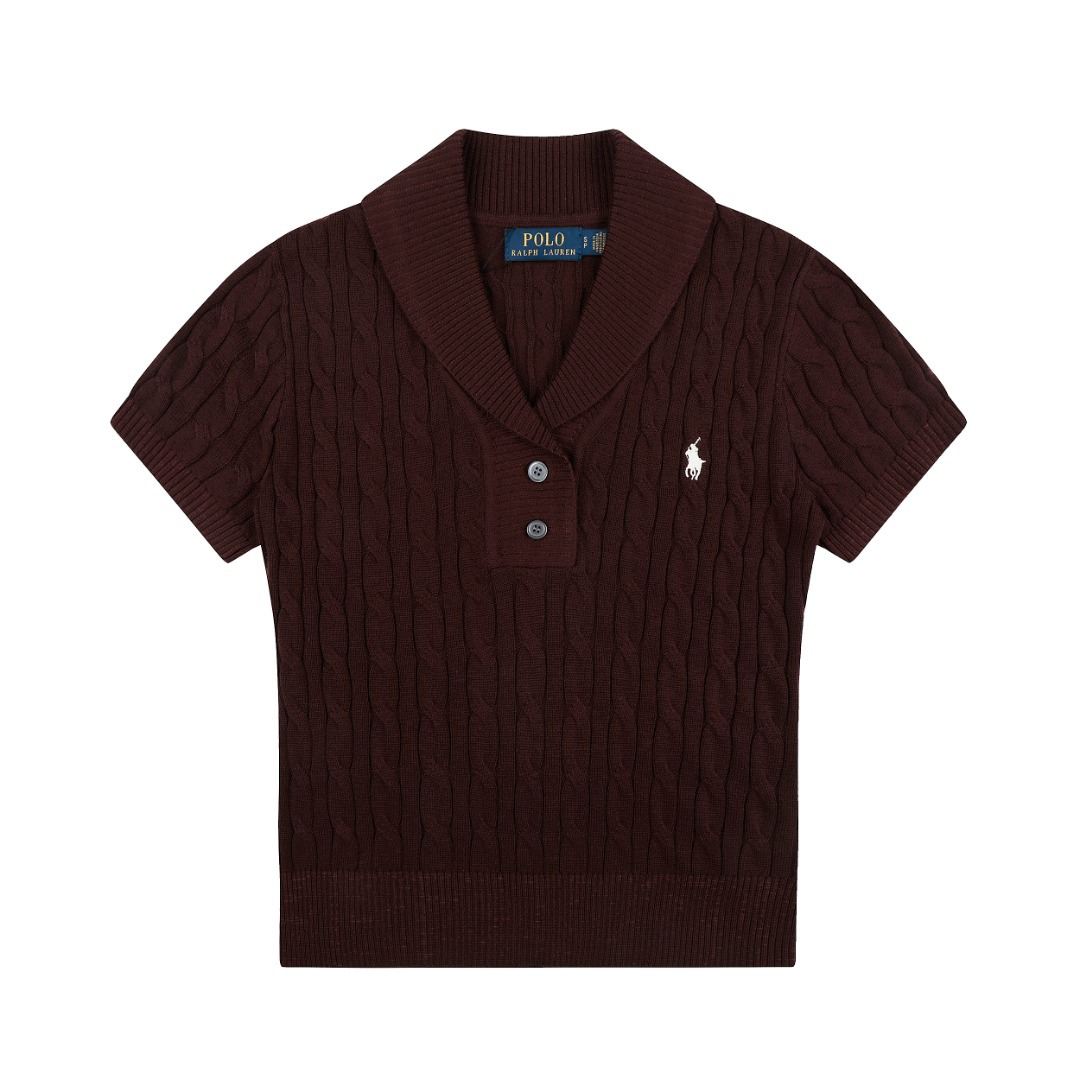 預訂 RL Polo 小馬刺繡麻花針織短袖棉衫 
