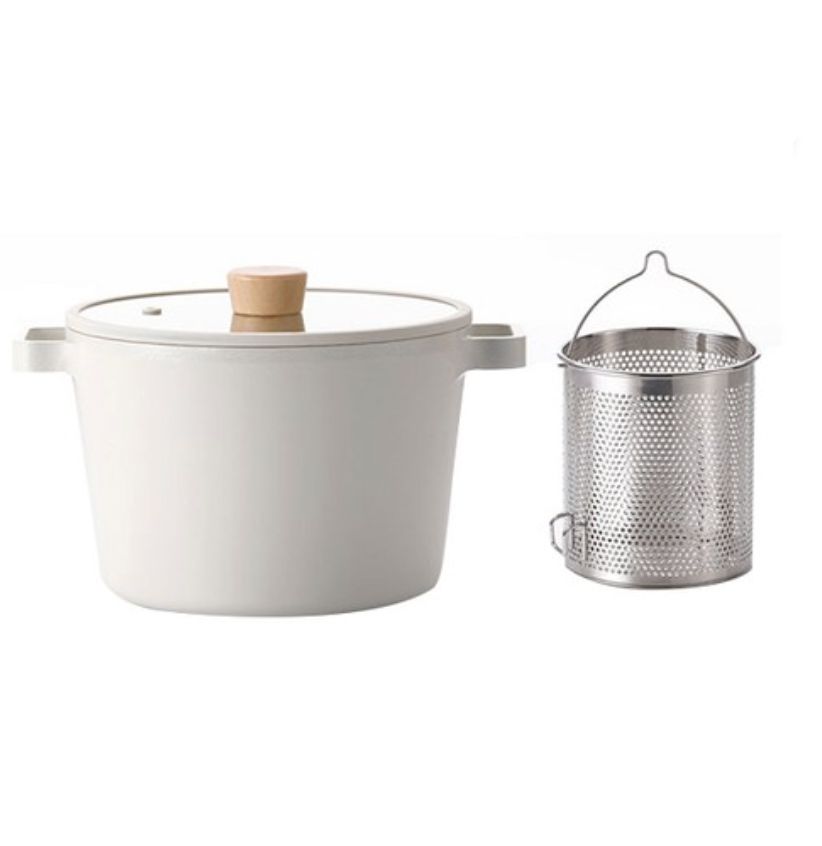 韓國製  Neoflam FIKA 22cm 多功能高身雙柄鍋 + 不銹鋼瀝水撈箕  (IH、電磁爐適用)