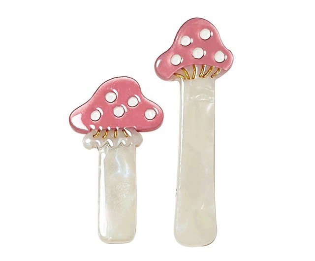 粉色蘑菇 髮夾Set 鴨嘴夾