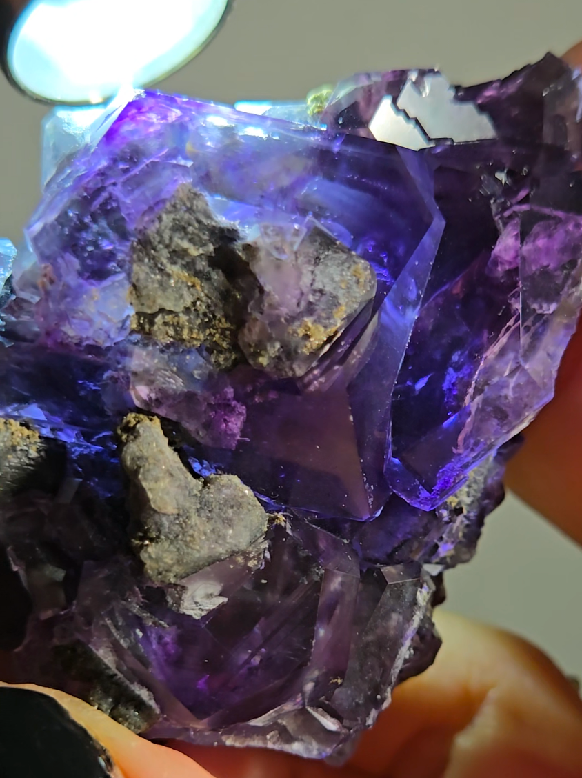 Indigo blue and purple tanzanite fluorite cluster - FL365
