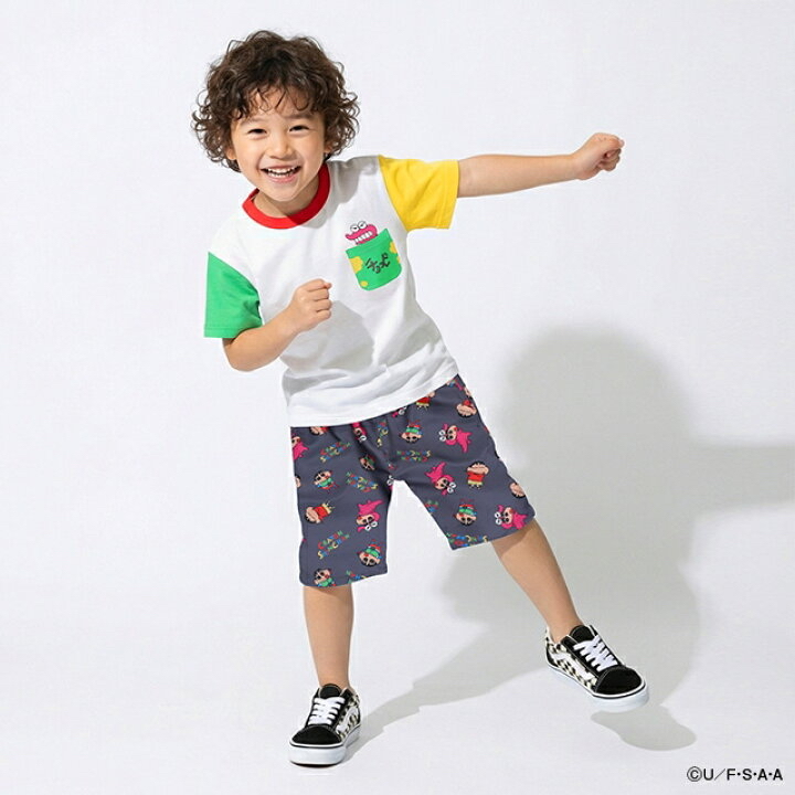 🇯🇵預訂 日本直送🇯🇵Babydoll x蠟筆小新系列兩色人物前後印花口袋撞色短袖T恤