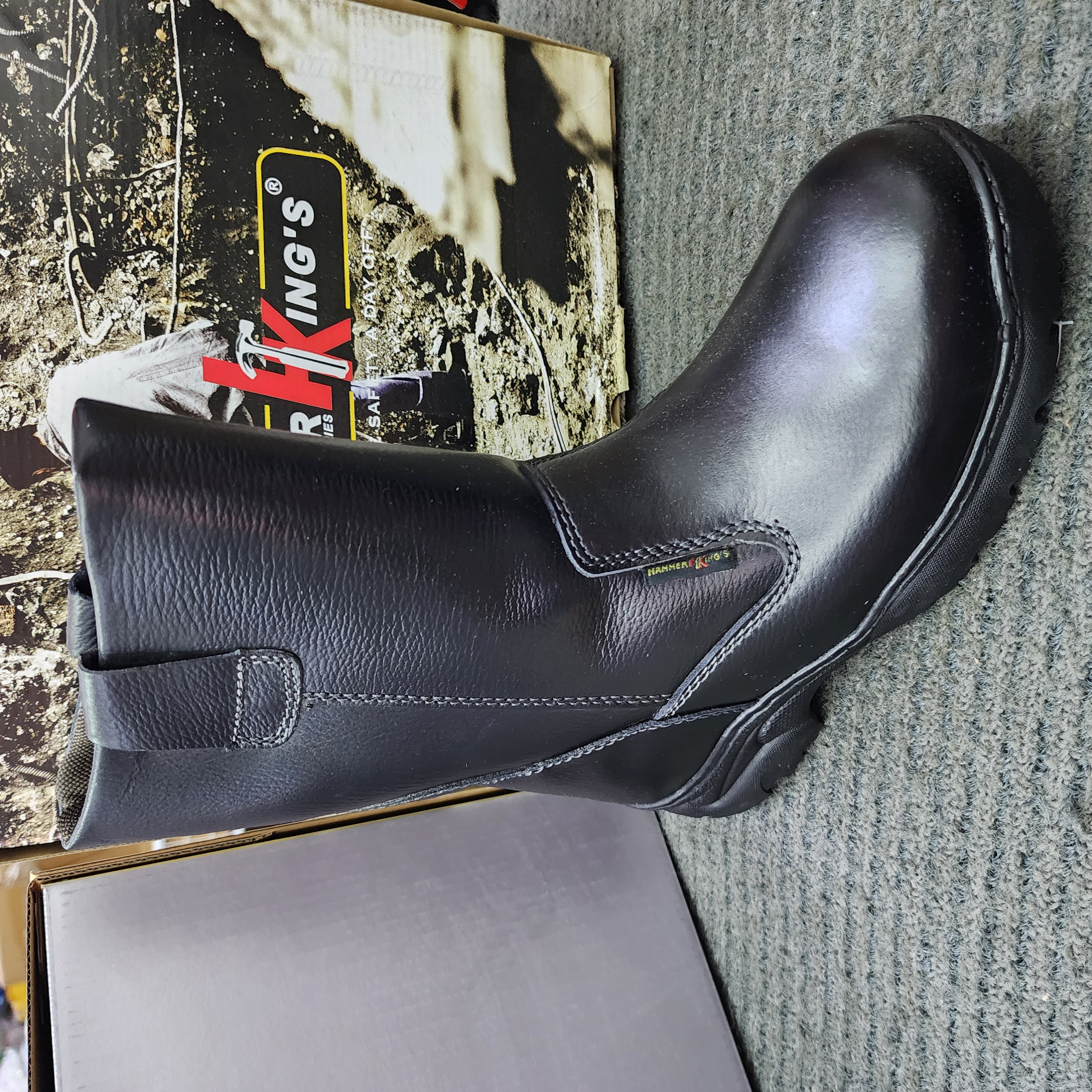 Hammer King Safety 13022 Mens Shoes High Cut Pull-up Steel Toe Cap Leather Working Shoes SIRIM and DOSH Approved Kasut Keselamatan