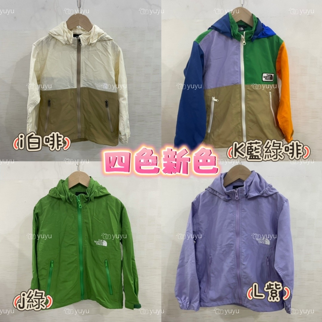 100-165cm/$168件。2件起$158件。日單TNF 色輕薄防風外套