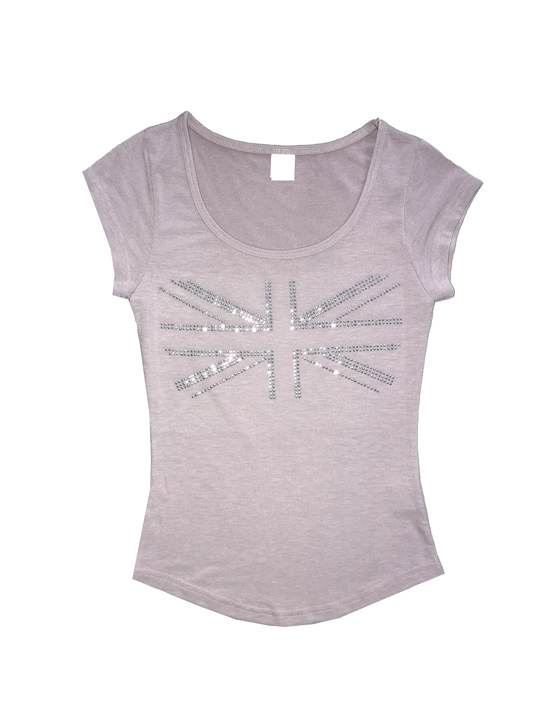 Rhinestone Scoop Neck Cap-Sleeve Top