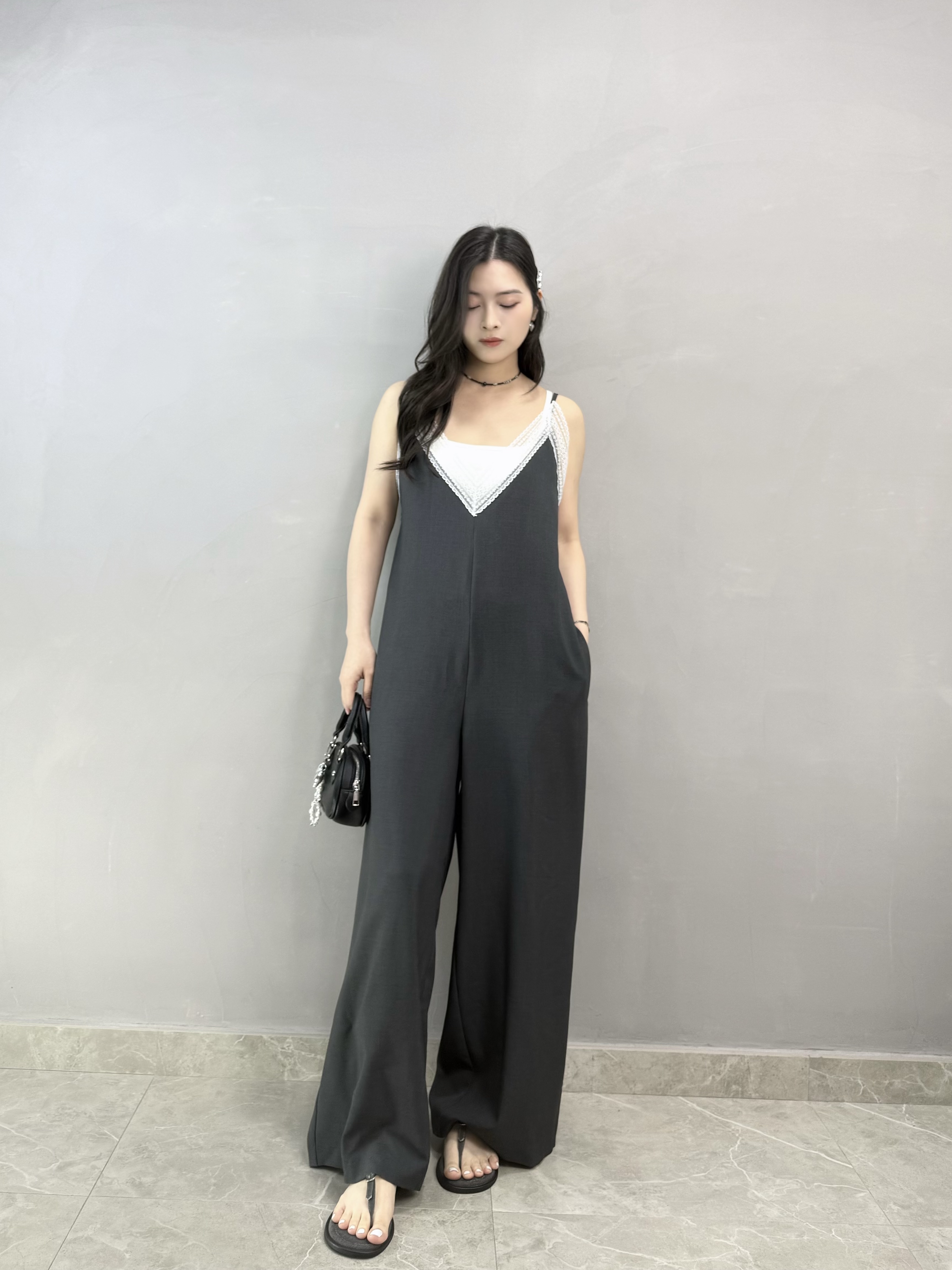 N68 吊帶V領Jumpsuit 