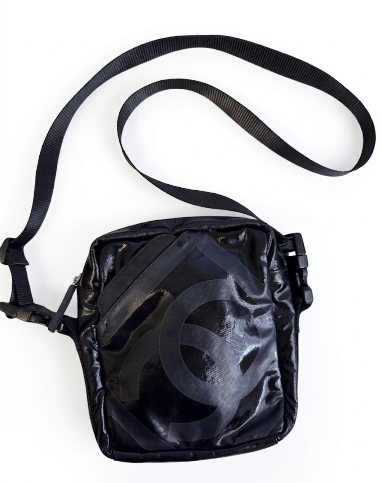 Chanel Black Coated Nylon Sport Line Crossbody Bag